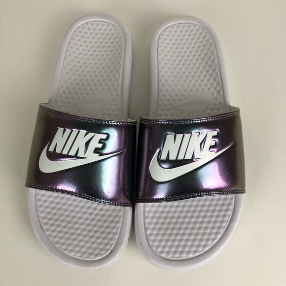 nike iridescent slides